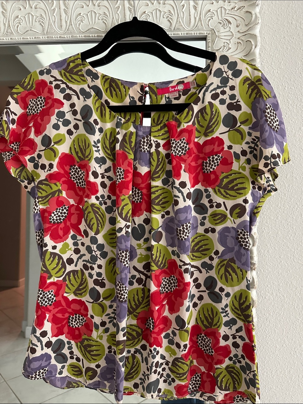 Boden Silk Floral Top